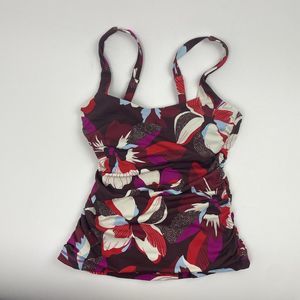 ATHLETA Square Neck Tankini 34B C Hero Bloom Decadent Chocolate Top 657740